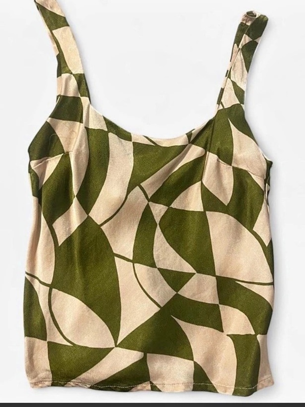 Topshop Abstract Green & Cream Tank Top
